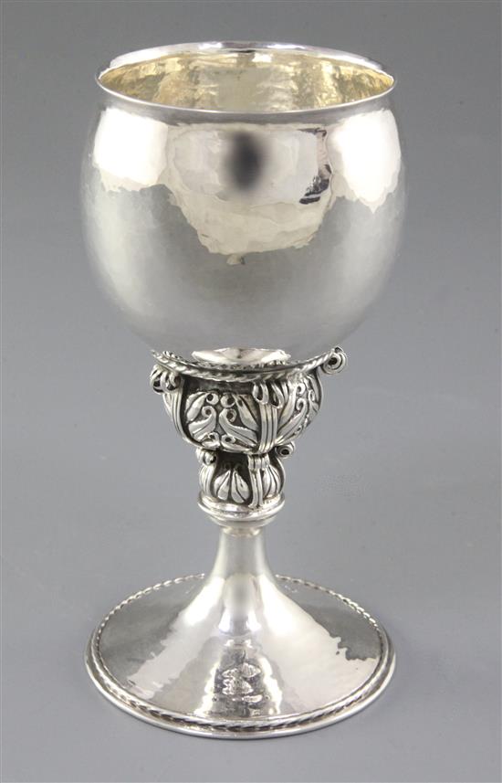 A good George V Arts & Crafts planished silver goblet, Height 5 ¾”/146mm Weight 5.7oz/162grms